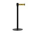 Montour Line Retractable Belt Stanchion, Low Base, 2in Black Post  9' Auth...Belt MX530-BK-AUTHYB-90